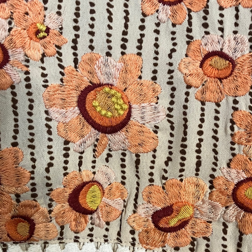 THML  Beige Striped Blouse with Orange Floral Embroidery - Picture 2 of 6